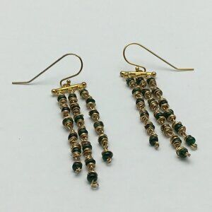 NWOT Artisan 14K Yellow Gold-Filled Natural Emerald Chandelier‎ Earrings